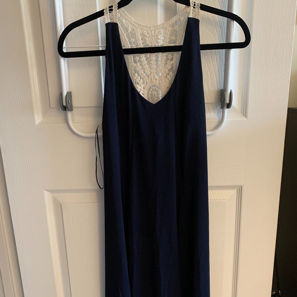 Blue Crochet Trapeze Dress